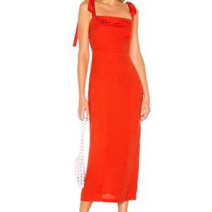 Capulet Linen Midi Tie Shoulder Dress